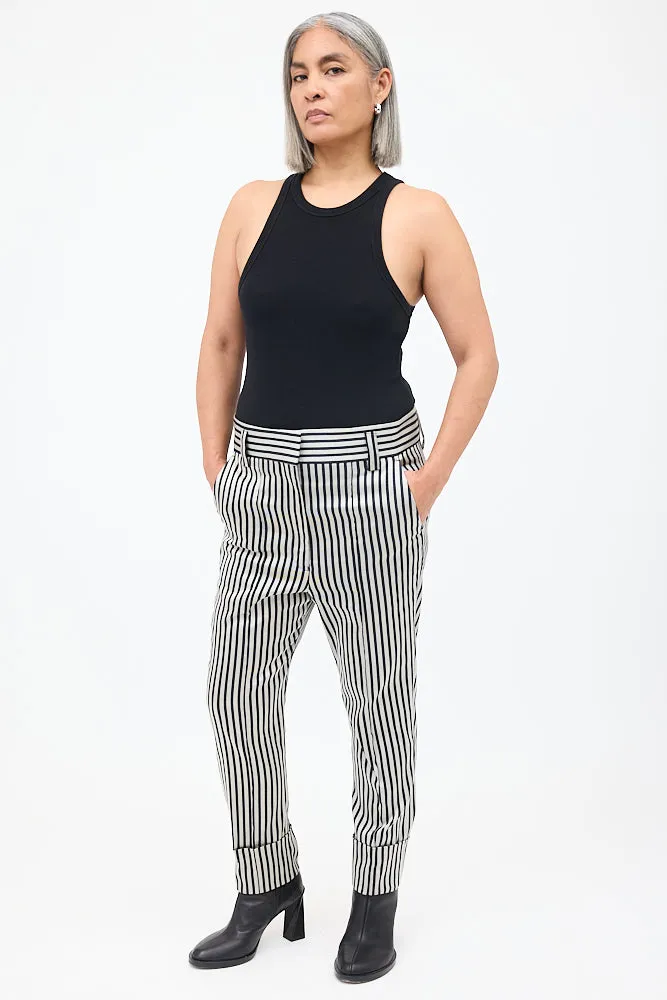 Grey & Black Striped Tapered Trouser
