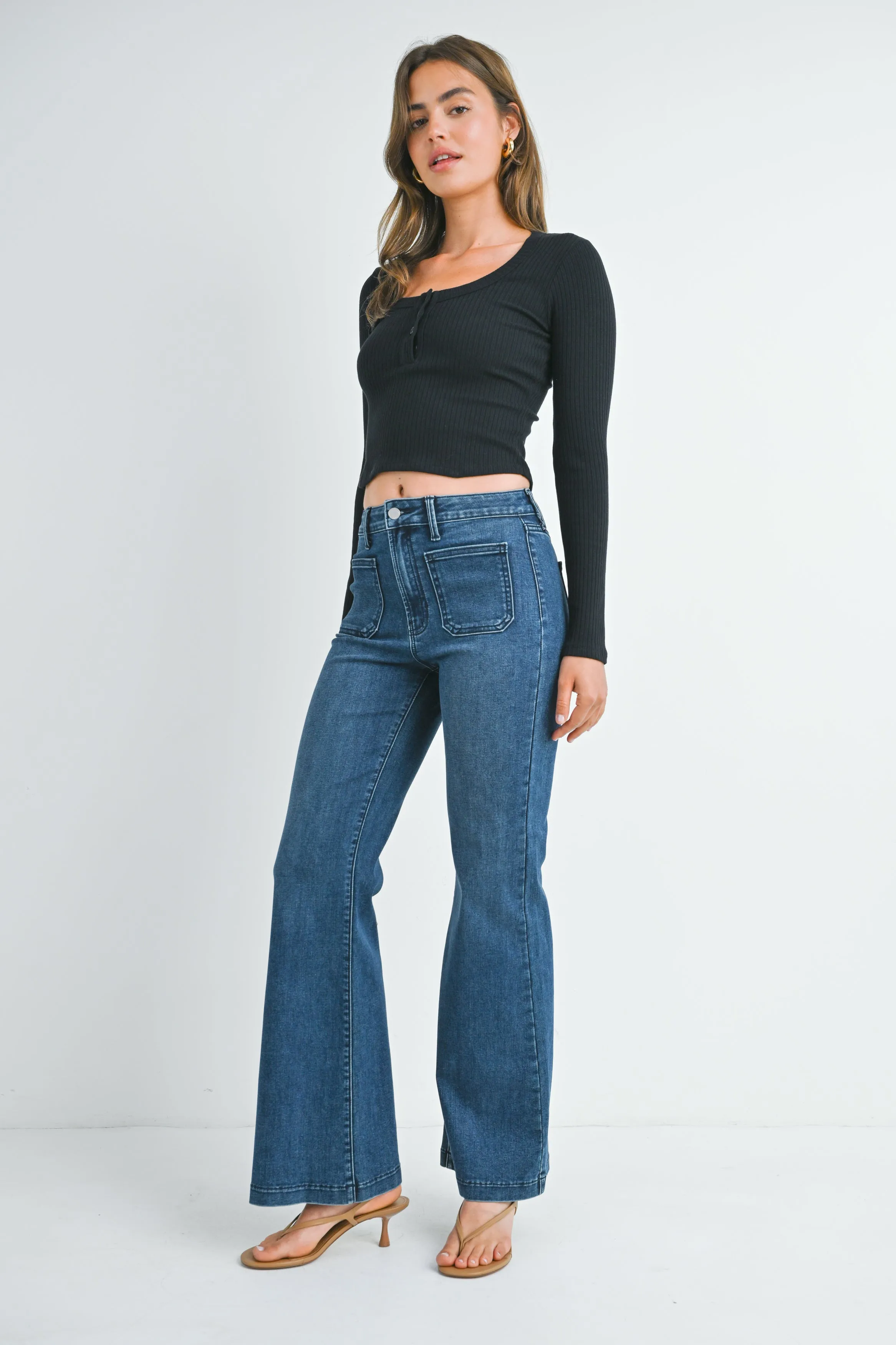 Just Black - Mini Patch Pocket Flare